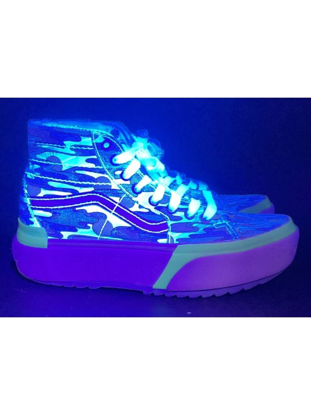 Vans Sk8-Hi Tapered Stacked Platform Shoes W 7.5 M 6 UV Ink Sun Waves